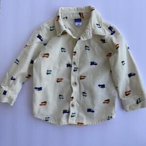 Old Navy Toddler Boy's Long-Sleeve White Corduroy Shirt 12-18 Months